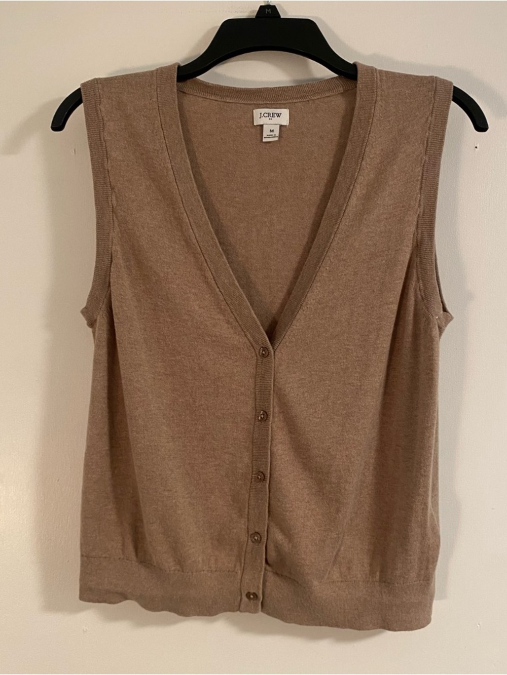 J. Crew Brown Sleeveless Button Down Sweater Vest Womens M Work Wear Lightweight